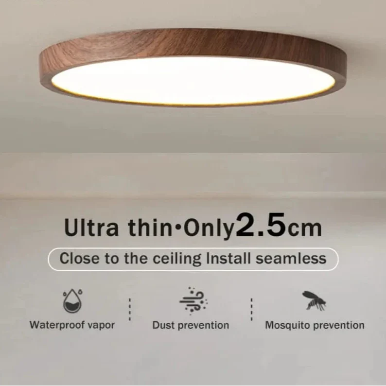 Skorter | LED Ceiling Light | Ultrathin Wood Grain Design, Dustproof & Dimmable for Modern Interiors