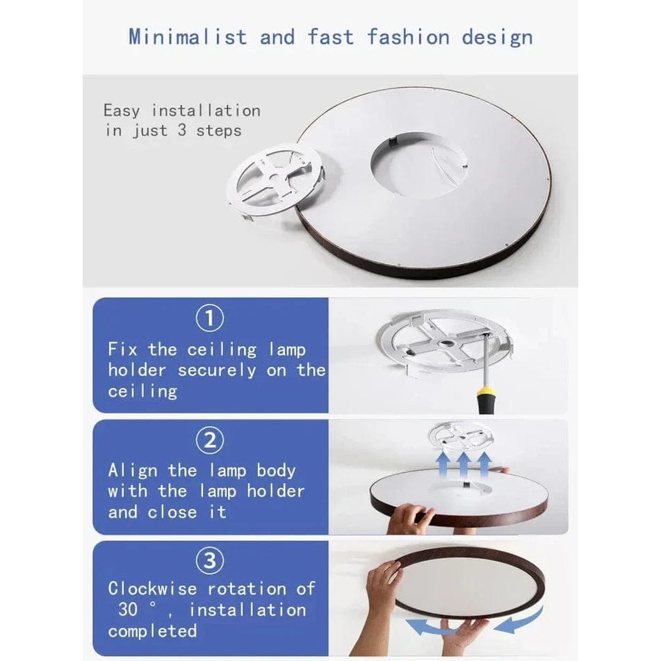 Skorter | LED Ceiling Light | Ultrathin Wood Grain Design, Dustproof & Dimmable for Modern Interiors