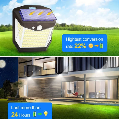 Skorter | 2x Solar LED Wall Light with Motion Sensor | Waterproof, 270° Wide Angle & 3 Modes for Outdoor Security in Gardens and Yards