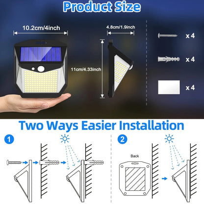 Skorter | 2x Solar LED Wall Light with Motion Sensor | Waterproof, 270° Wide Angle & 3 Modes for Outdoor Security in Gardens and Yards