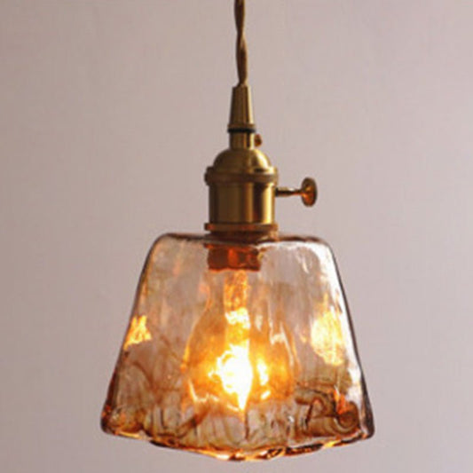 Vintage 1 Light Pendant Lamp Amber Alabaster Glass Pendant Lighting for Living Room - SKØRTER