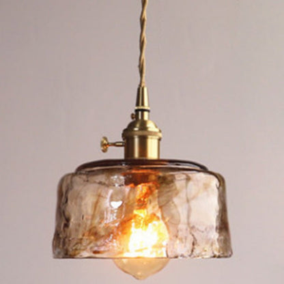 Vintage 1 Light Pendant Lamp Amber Alabaster Glass Pendant Lighting for Living Room - SKØRTER
