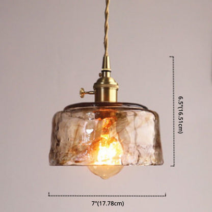 Vintage 1 Light Pendant Lamp Amber Alabaster Glass Pendant Lighting for Living Room - SKØRTER