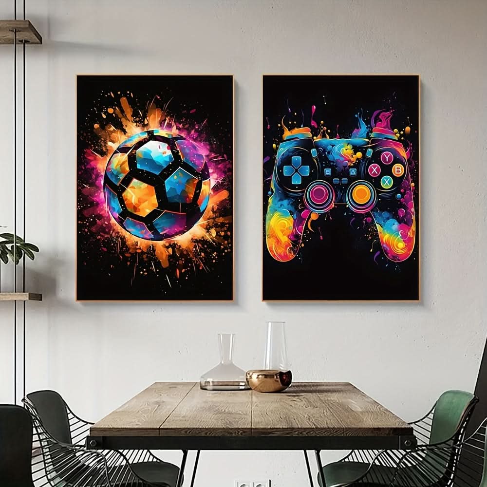 Skorter | Abstract Football and Gaming Canvas Wall Art Set