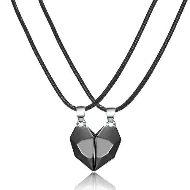Skorter | 2 Pieces Magnetic Heart Couple Necklace for Women. Pullover Necklace for Best Friends, Lovers & Wedding Gift Jewelry