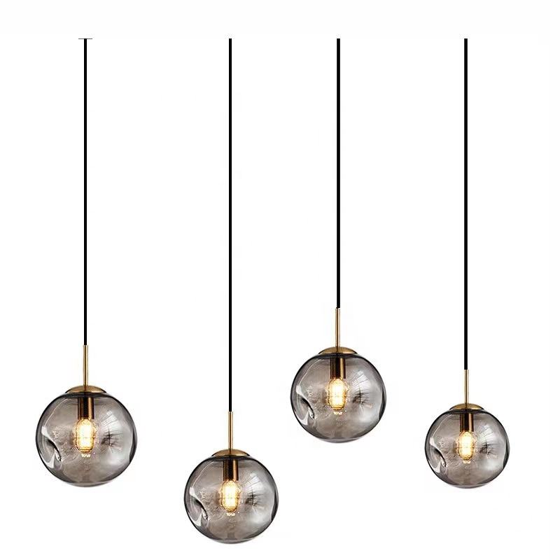 Skorter | Glass Spherical Pendant Light Fixture - Modern Hanging Lamp for Kitchen, Dining Room & Living Spaces