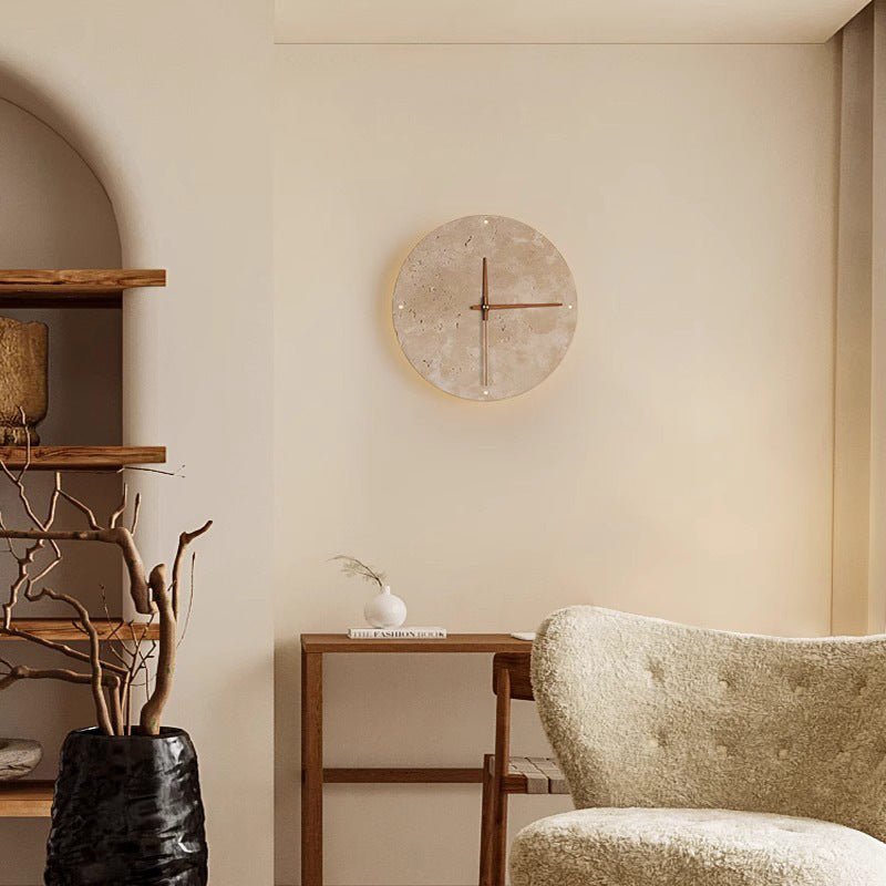 Skorter | Awaken your space with the Wabi-sabi wall clock made of travertine