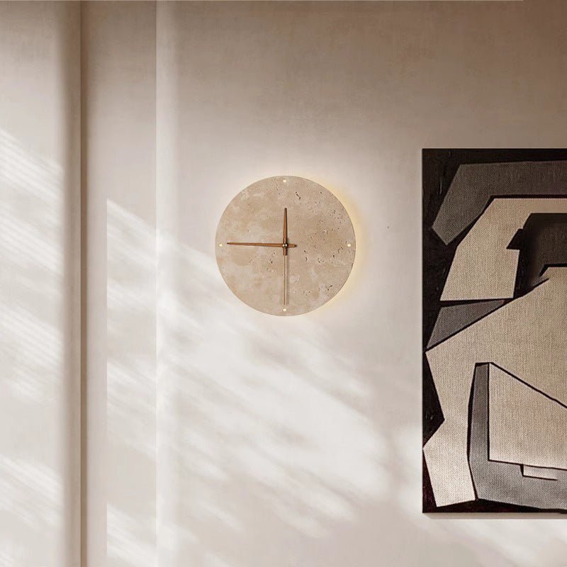 Skorter | Awaken your space with the Wabi-sabi wall clock made of travertine
