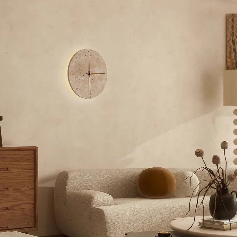 Skorter | Awaken your space with the Wabi-sabi wall clock made of travertine