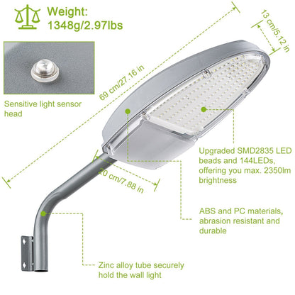 Skorter | Wall-mounted LED lamps 144LEDs Photo cell sensor street lighting IP65 waterproof