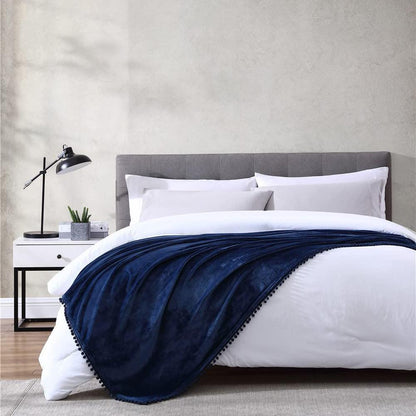 Skorter | Walnut Flannel Pompom 50" x 70" Throw Blanket