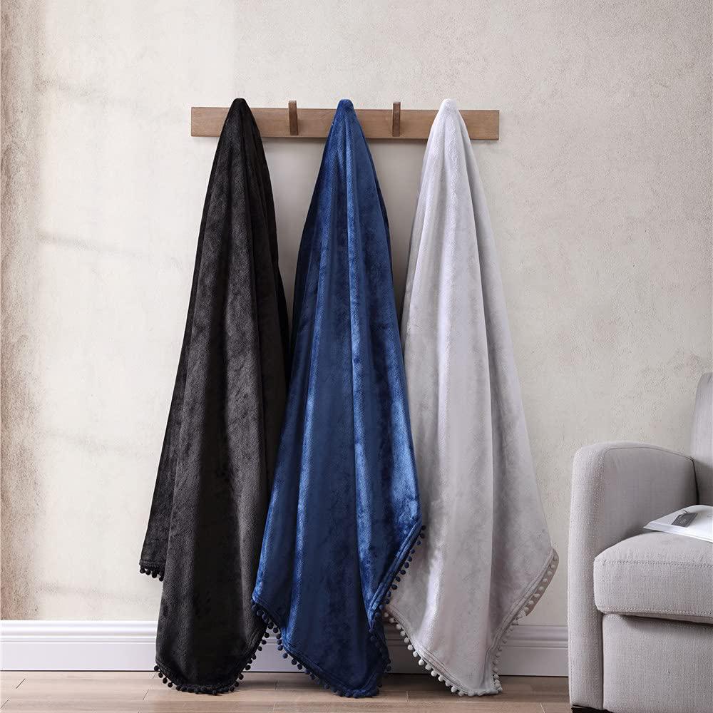 Skorter | Walnut Flannel Pompom 50" x 70" Throw Blanket