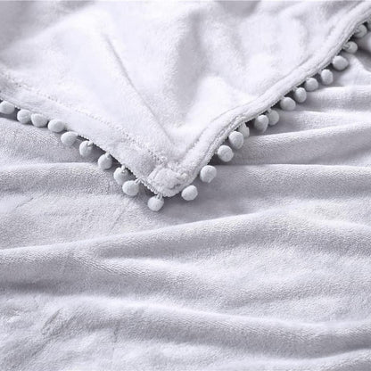 Skorter | Walnut Flannel Pompom 50" x 70" Throw Blanket