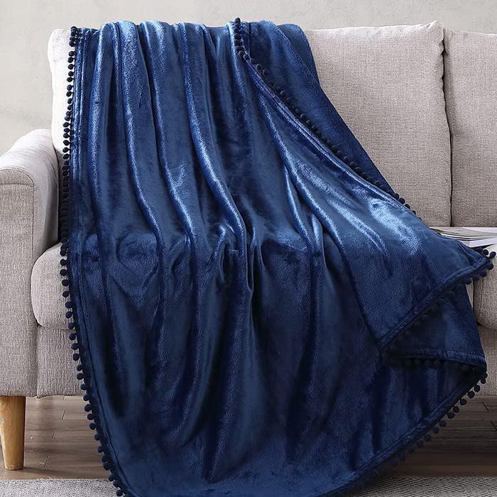 Skorter | Walnut Flannel Pompom 50" x 70" Throw Blanket