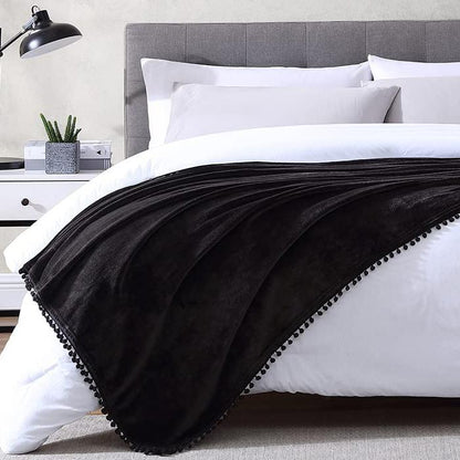 Skorter | Walnut Flannel Pompom 50" x 70" Throw Blanket