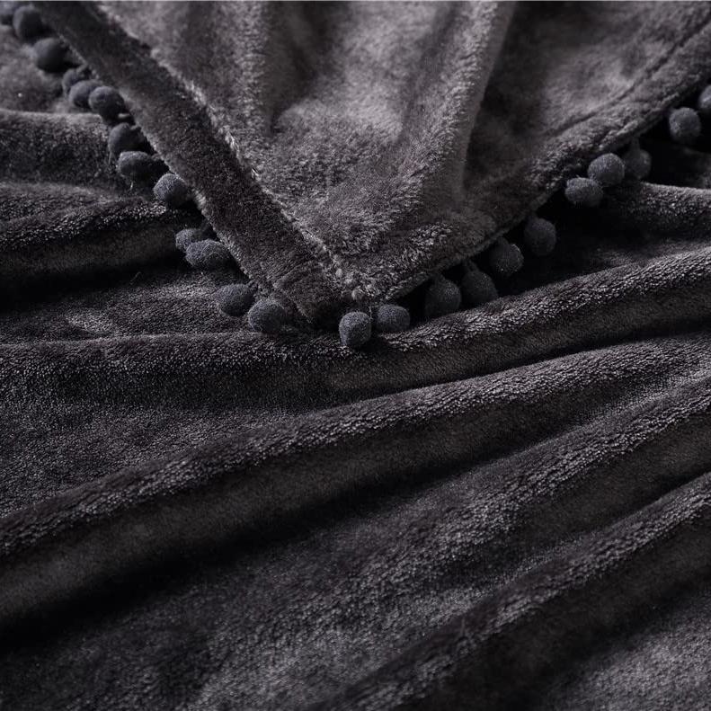 Skorter | Walnut Flannel Pompom 50" x 70" Throw Blanket
