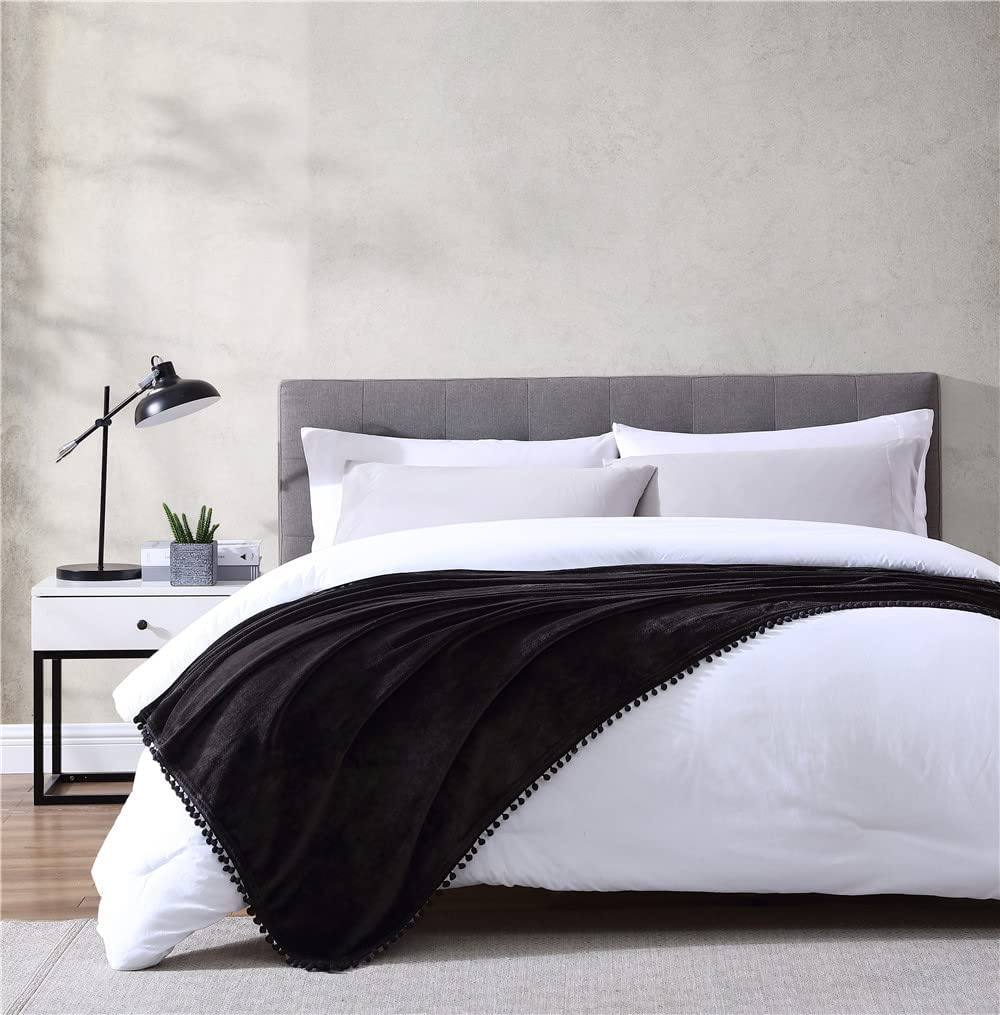 Skorter | Walnut Flannel Pompom 50" x 70" Throw Blanket