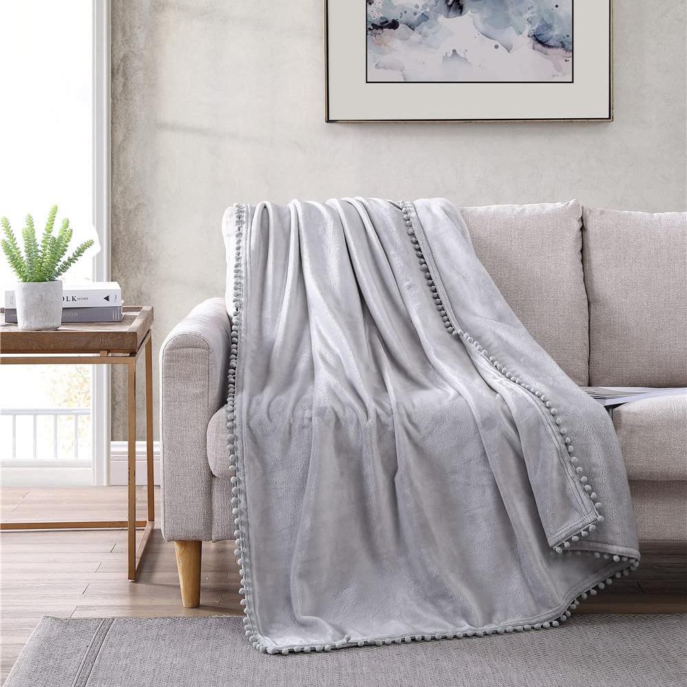 Skorter | Walnut Flannel Pompom 50" x 70" Throw Blanket
