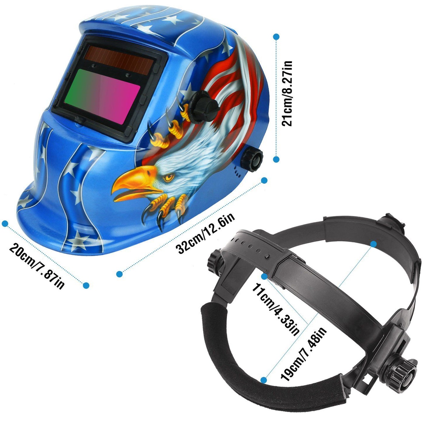 Skorter | Welding Helmet Solar Powered Automatic Darkening Hood with Adjustable Wide Screen