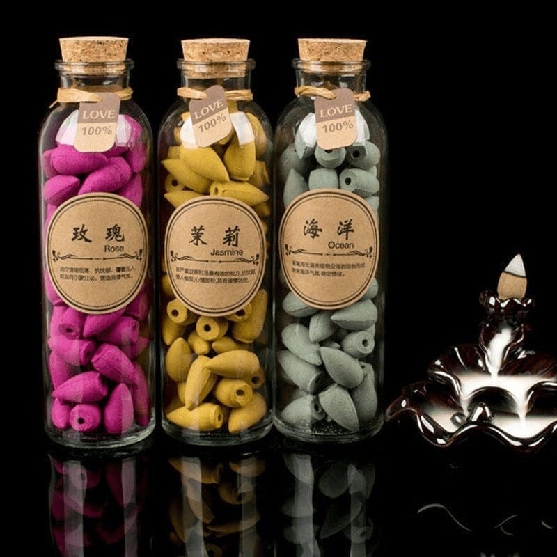 Skorter | Smoking Man Backflow Incense Cones Glass Bottle 60 Pieces