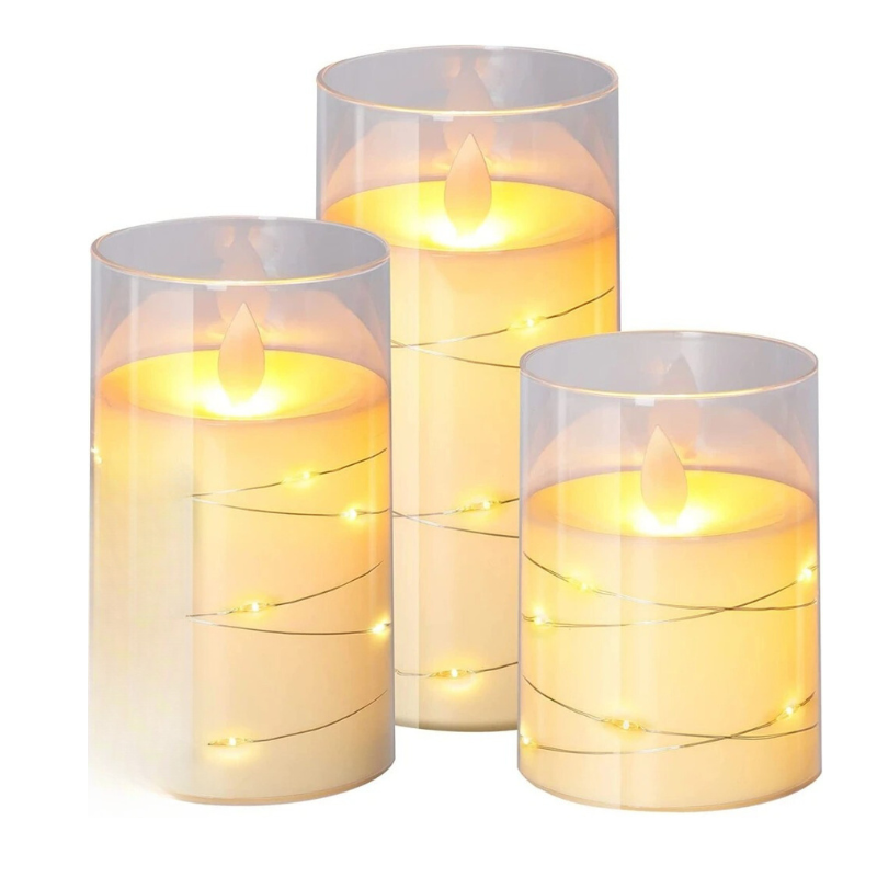 Skorter | LED Ambient Candle Lights | Realistic Flame Aura, Customizable Brightness & Timer Settings for Home Decor and Events