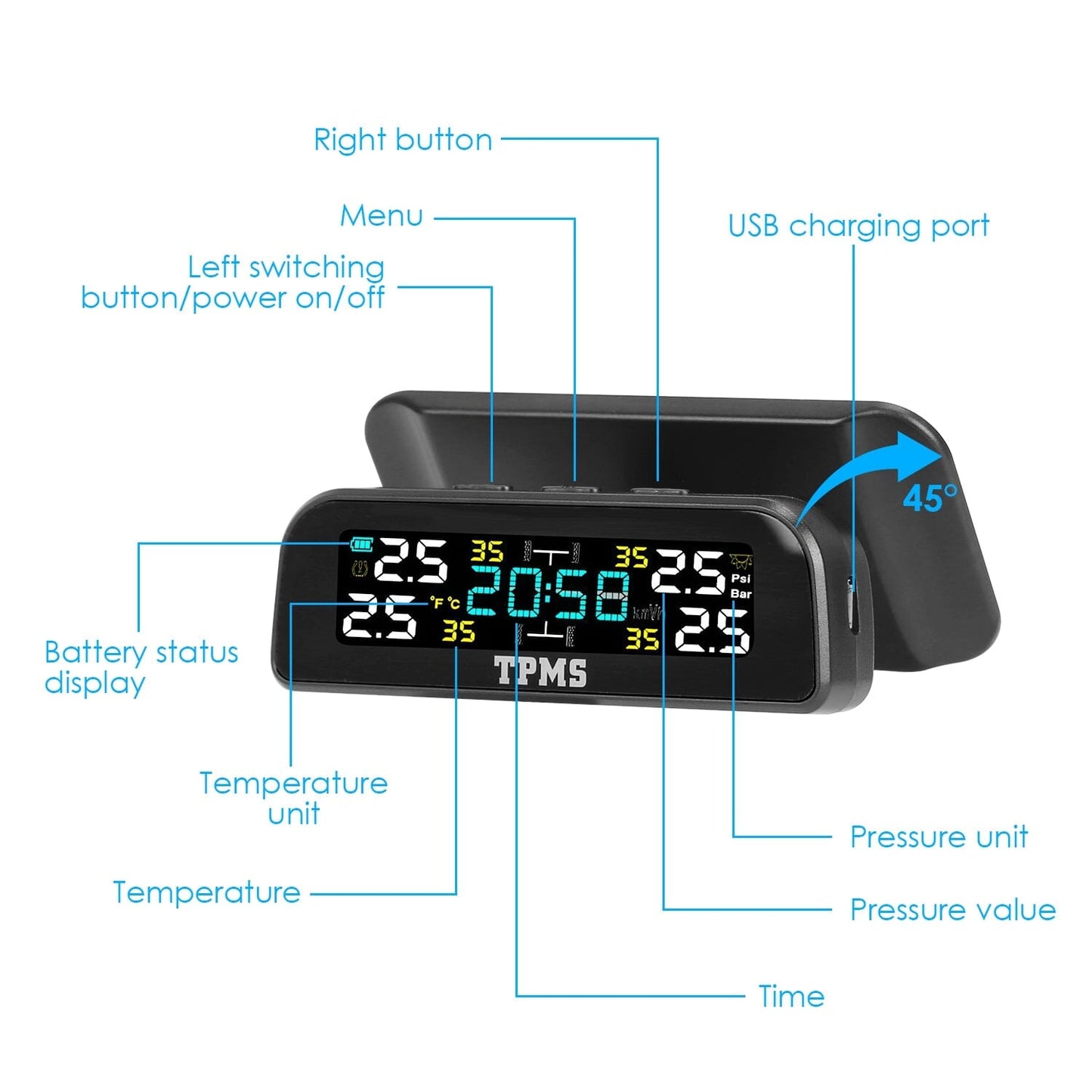 Skorter | Wireless solar-powered tire pressure monitoring system Tire pressure with sensors Temperature alarm