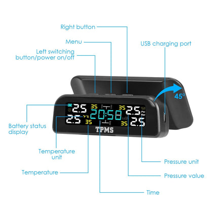 Skorter | Wireless solar-powered tire pressure monitoring system Tire pressure with sensors Temperature alarm