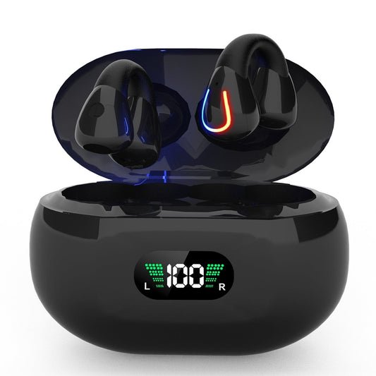 Skorter | Wireless v5.3 Earbuds Clip-on Open TWS Headphones with Built-in Microphone LED Charging Display Case