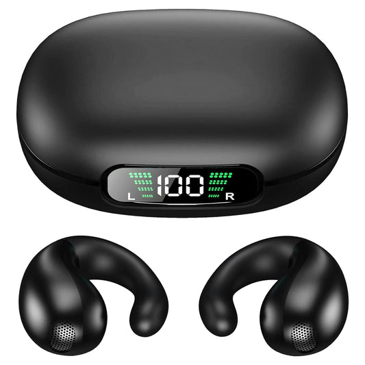 Skorter | Wireless V5.3 Open Ear Clip Earbuds IPX3 Waterproof Ultra Open Earbuds with LED Screen