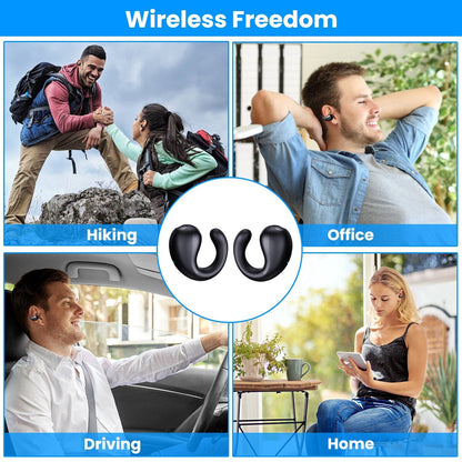 Skorter | Wireless V5.3 Open Ear Clip Earbuds IPX3 Waterproof Ultra Open Earbuds with LED Display