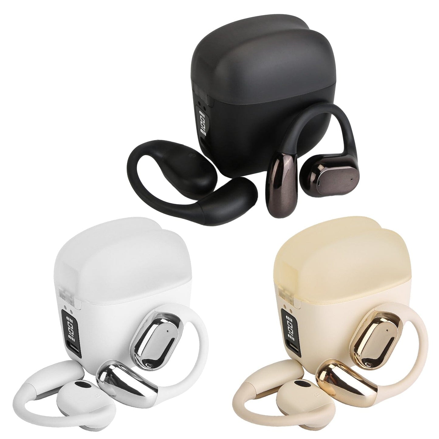 Skorter | Wireless V5.4 Open Ear Earbuds with Earlook LED Display Charging Case