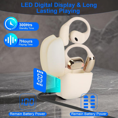 Skorter | Wireless V5.4 Open Ear Earbuds with Earlook LED Display Charging Case