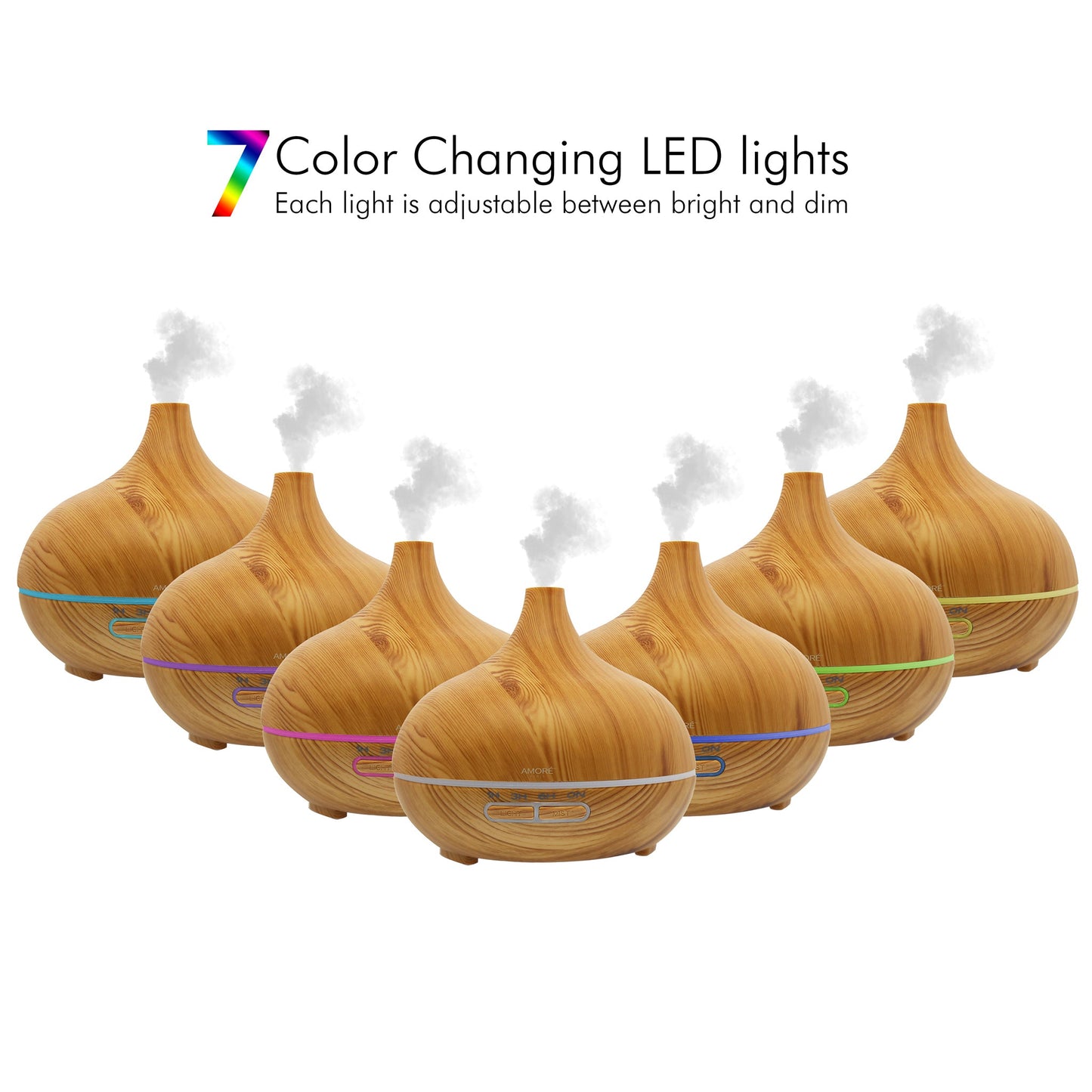 Skorter | Wood Ultrasonic Cold Mist Diffuser With 7 Color LED Lights