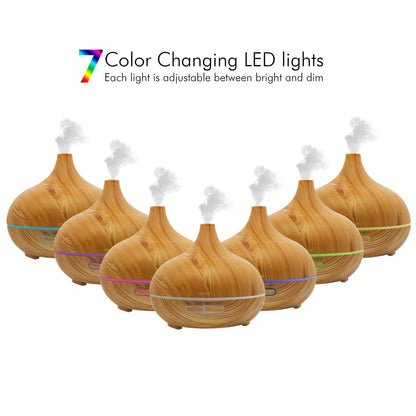 Skorter | Wood Ultrasonic Cold Mist Diffuser With 7 Color LED Lights