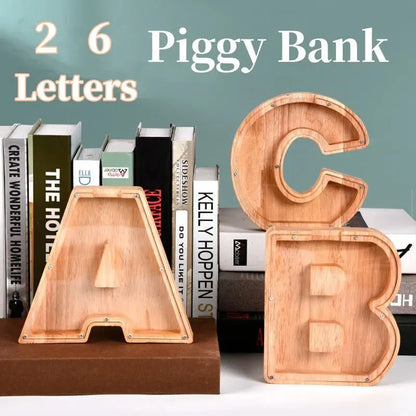 Skorter | Wooden Alphabet Letters 'Initial' Piggy Bank