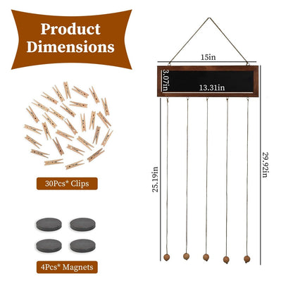 Skorter | Three Hanging Picture Frame Display String Ribbons with 30 Clips Writable Board