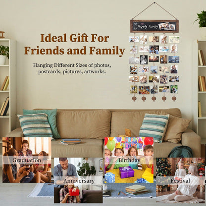 Skorter | Three Hanging Picture Frame Display String Ribbons with 30 Clips Writable Board