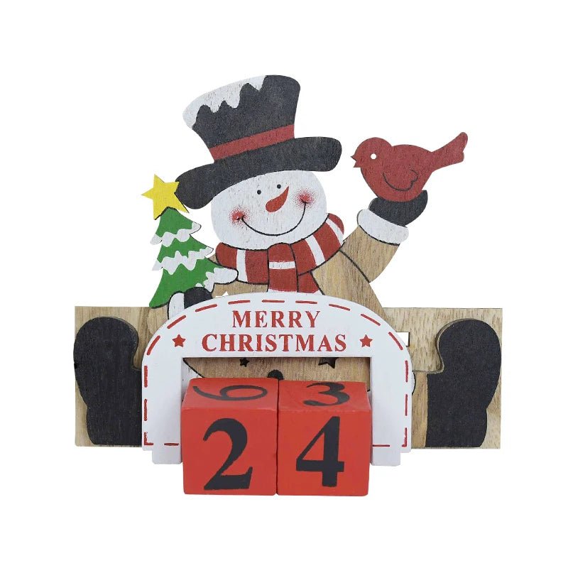 Skorter | Wooden Painted Christmas Countdown Calendar – Festive Christmas Home Decor & New Year Countdown Gift