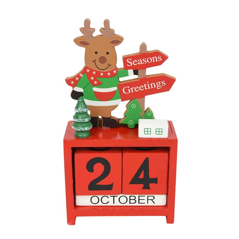Skorter | Wooden Painted Christmas Countdown Calendar – Festive Christmas Home Decor & New Year Countdown Gift