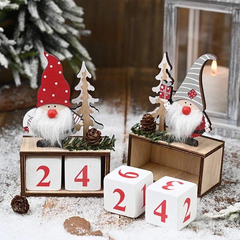 Skorter | Wooden Painted Christmas Countdown Calendar – Festive Christmas Home Decor & New Year Countdown Gift