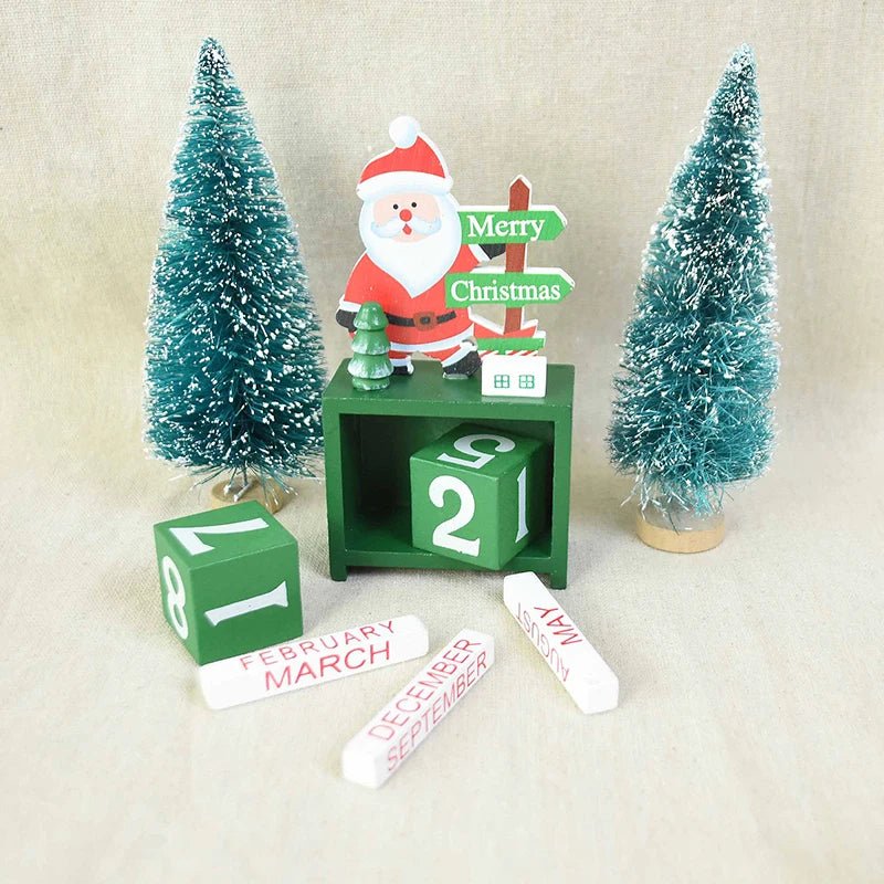 Skorter | Wooden Painted Christmas Countdown Calendar – Festive Christmas Home Decor & New Year Countdown Gift