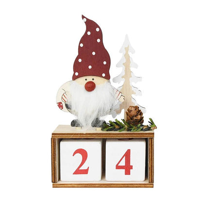 Skorter | Wooden Painted Christmas Countdown Calendar – Festive Christmas Home Decor & New Year Countdown Gift
