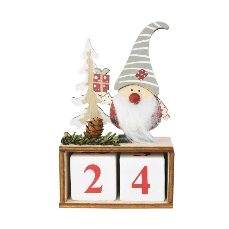 Skorter | Wooden Painted Christmas Countdown Calendar – Festive Christmas Home Decor & New Year Countdown Gift