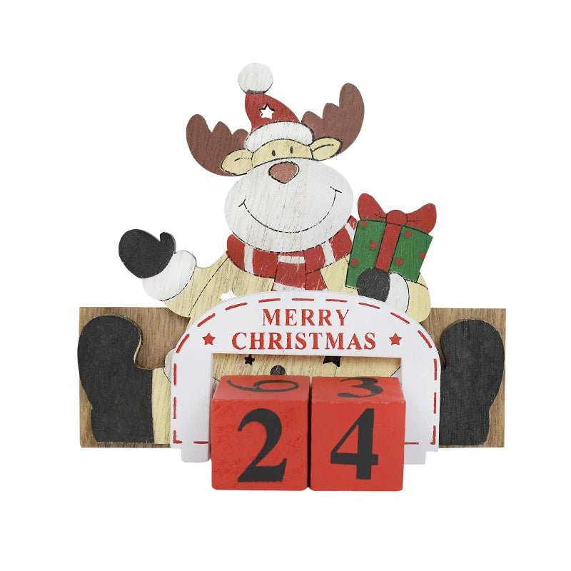 Skorter | Wooden Painted Christmas Countdown Calendar – Festive Christmas Home Decor & New Year Countdown Gift