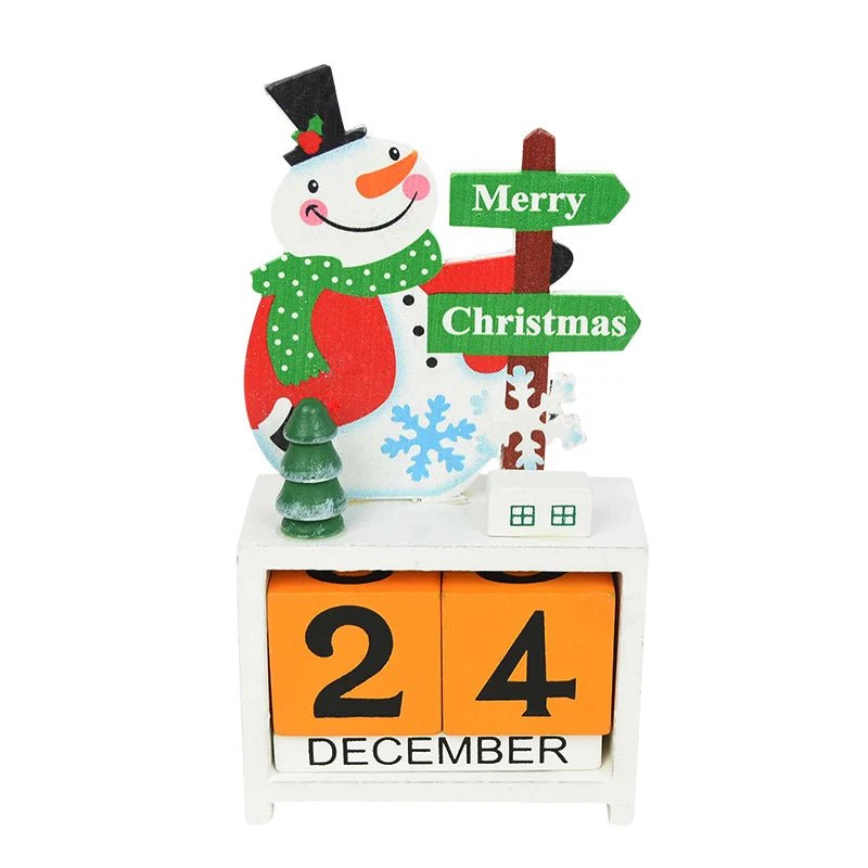 Skorter | Wooden Painted Christmas Countdown Calendar – Festive Christmas Home Decor & New Year Countdown Gift