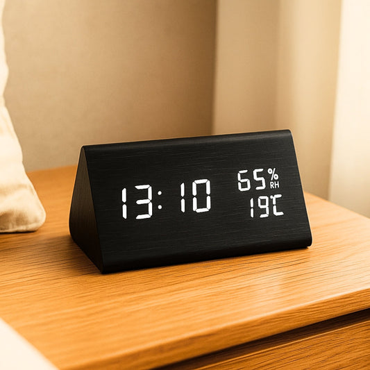 Skorter | Elora Wooden LED Alarm Clock Digital Display