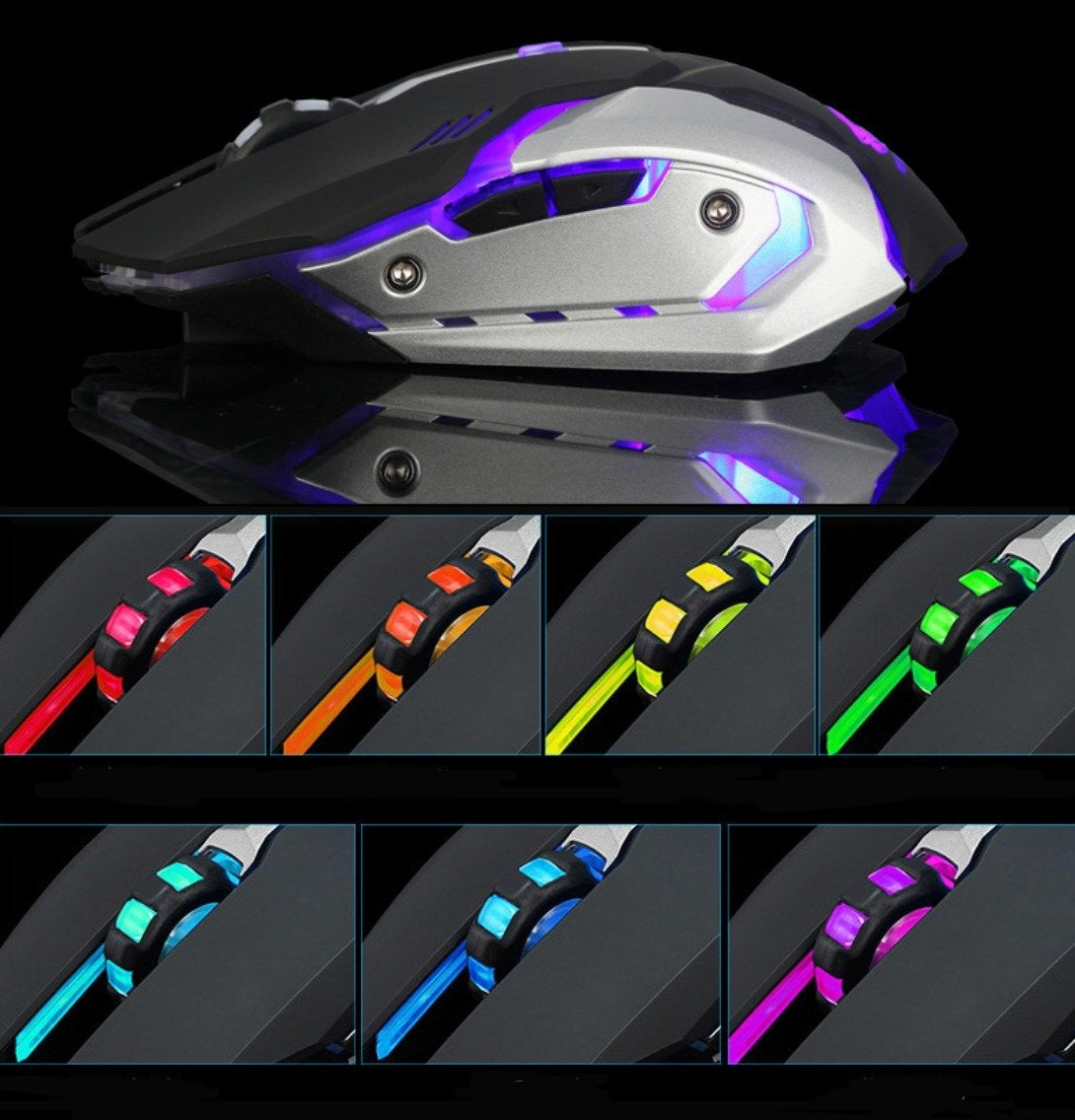 Skorter | Stealth 7 Wireless Silent LED Backlit USB Optical Gaming Mouse