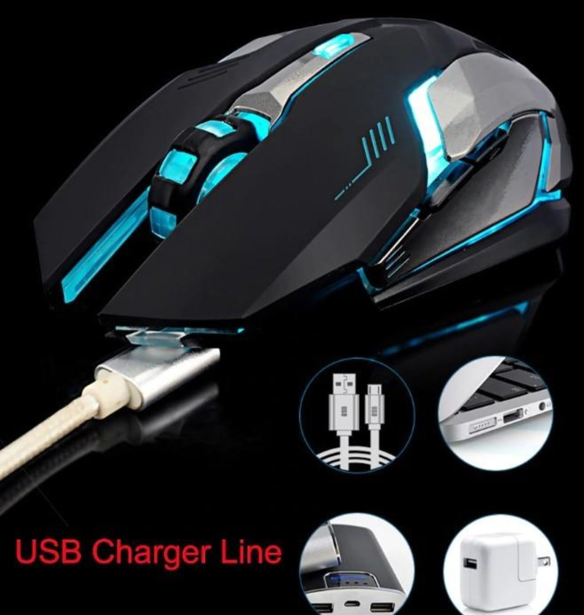 Skorter | Stealth 7 Wireless Silent LED Backlit USB Optical Gaming Mouse
