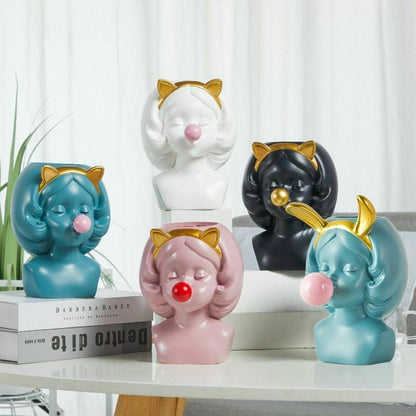 Skorter | Cute Bubblegum Girl Ceramic Face Vase