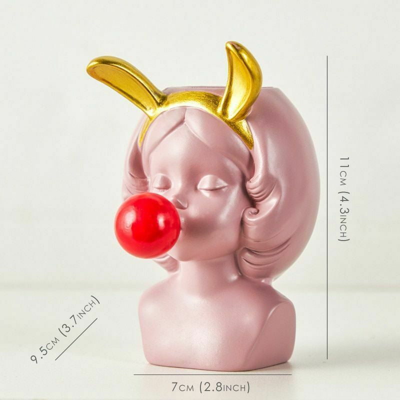 Skorter | Cute Bubblegum Girl Ceramic Face Vase